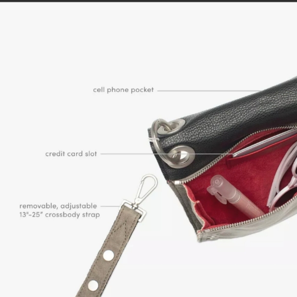 Hammitt Montana Reversible Black Gray Pewter Brushed Silver Crossbody Handbag - Picture 4 of 13